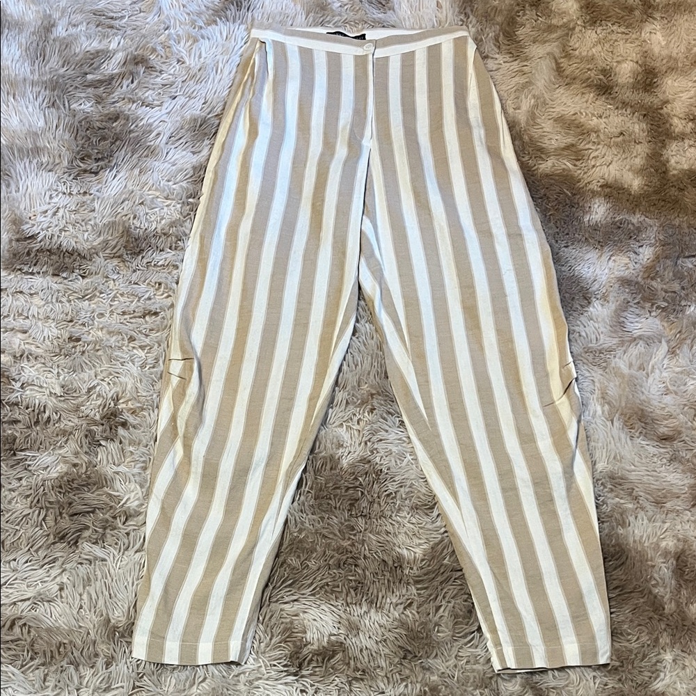 Striped Beige Women's Pants